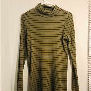 Olive Striped TurtleNeck Dress
